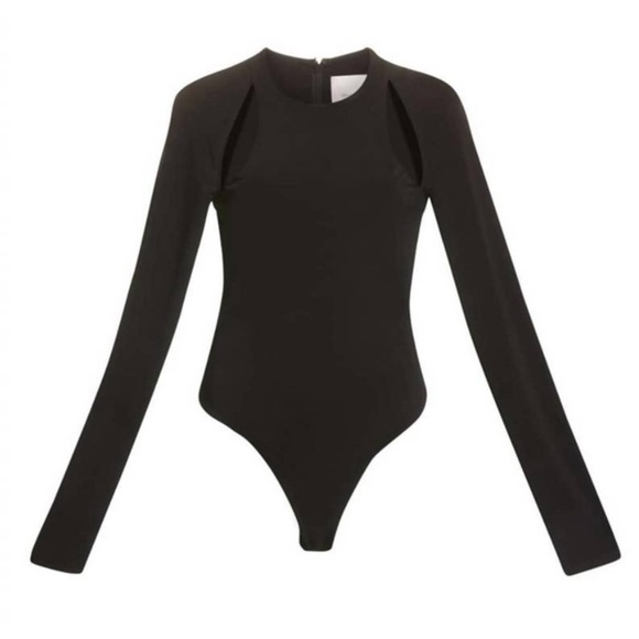 NWT. CINQ A SEPT Ioda Bodysuit in Black - Size M. Thong back. Snap closure. - Picture 2 of 5